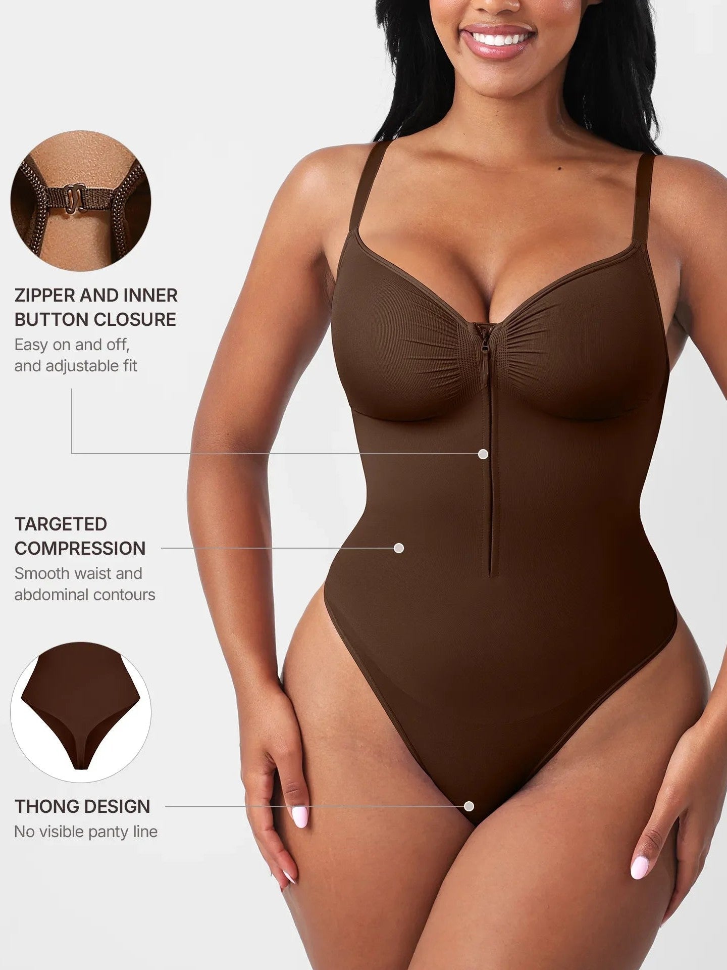Seamless Tummy Control Zipper Bodysuit