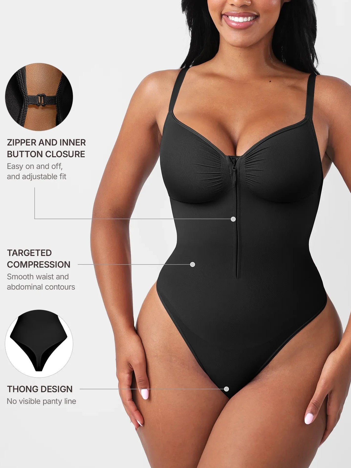 Seamless Tummy Control Zipper Bodysuit