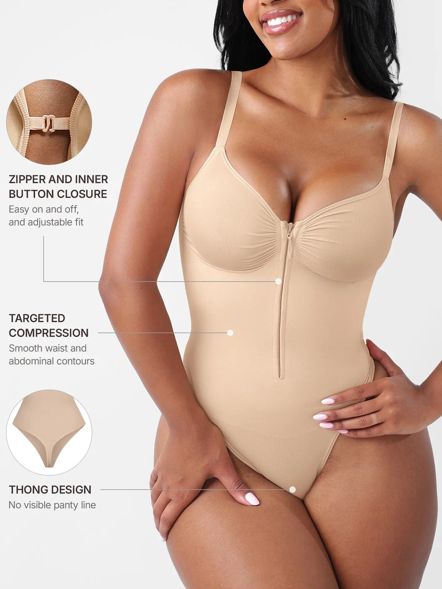 Seamless Tummy Control Zipper Bodysuit