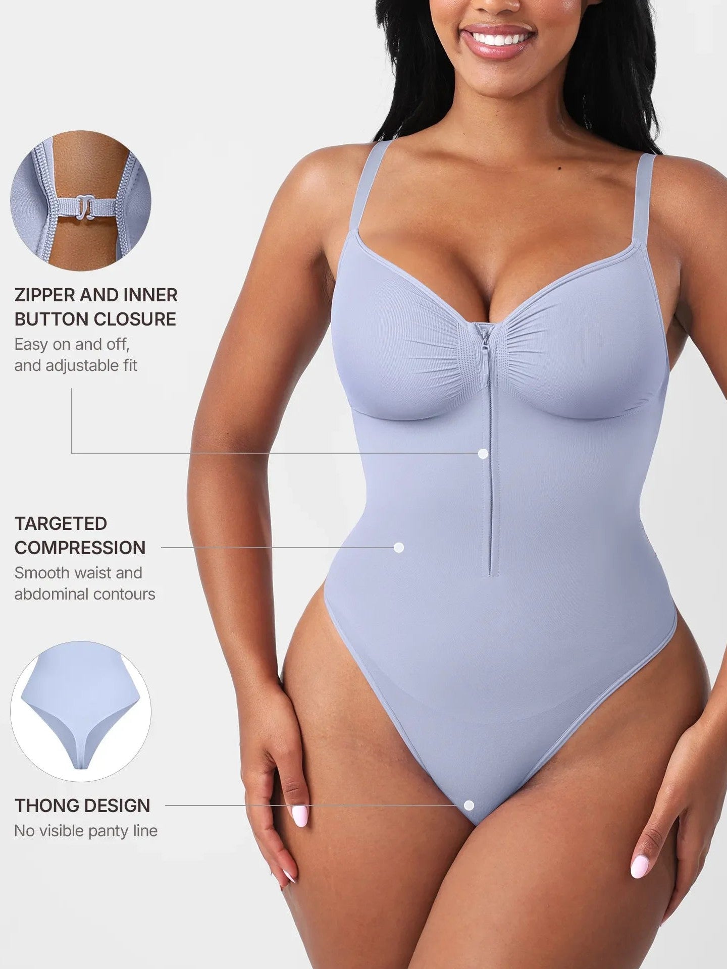 Seamless Tummy Control Zipper Bodysuit