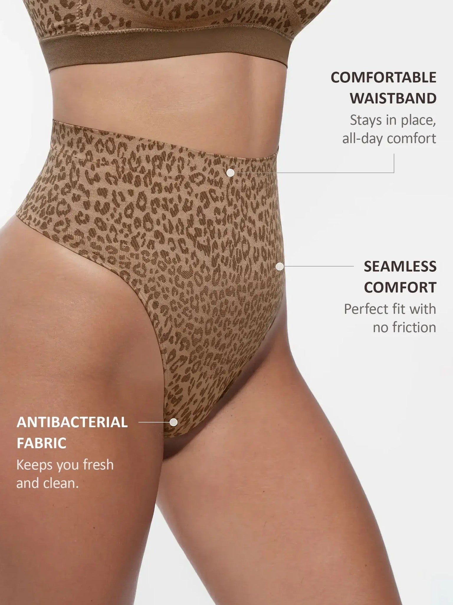 Mid-Waist Leopard Print Tummy Control Thong