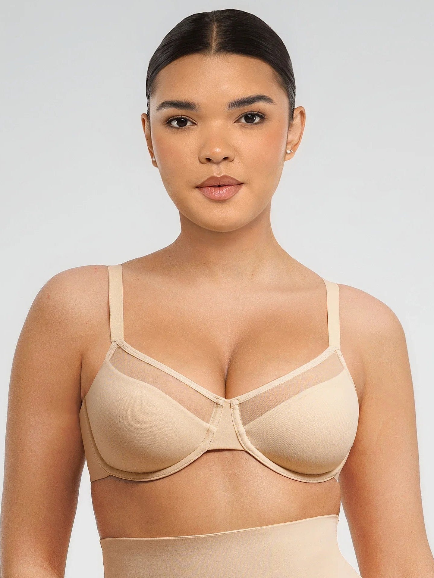 Feelingirl Sheer Mesh Full Coverage Unpadded Underwire Bra