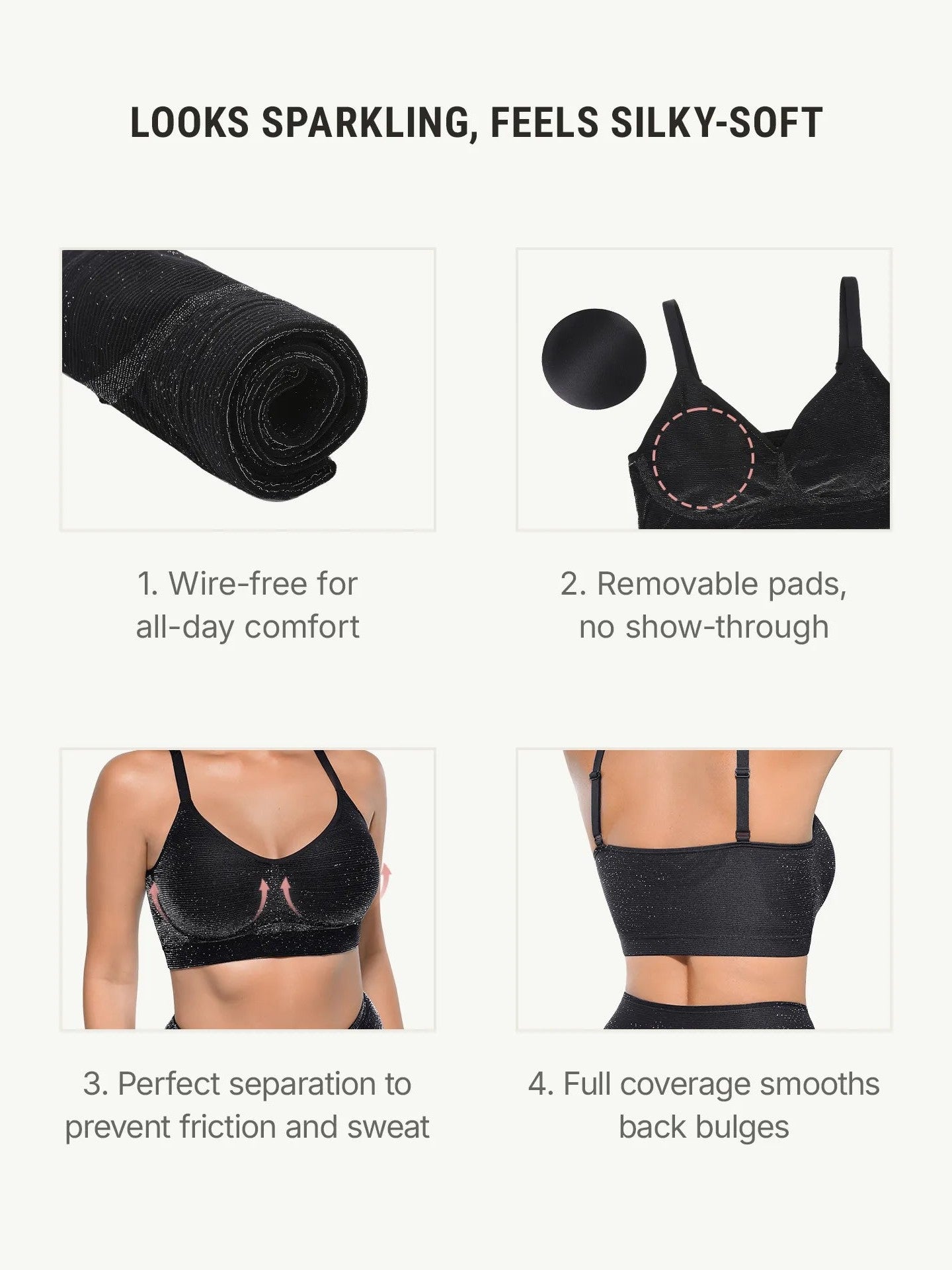 Feelingirl Invisible Shimmer Wireless Comfort Bra & Panty
