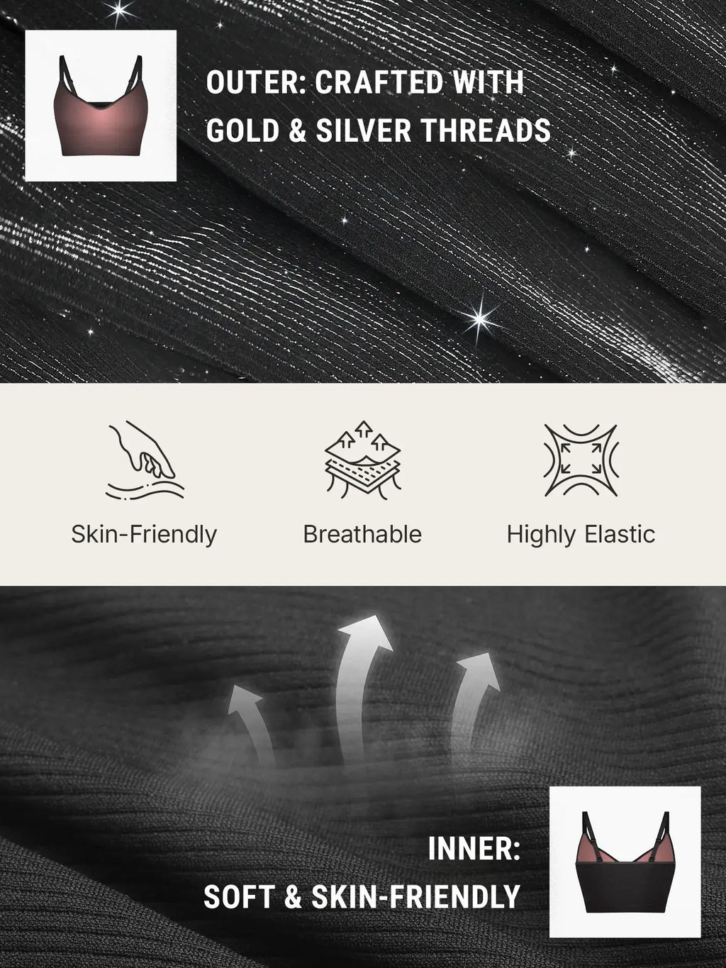 Feelingirl Invisible Shimmer Wireless Comfort Bra & Panty