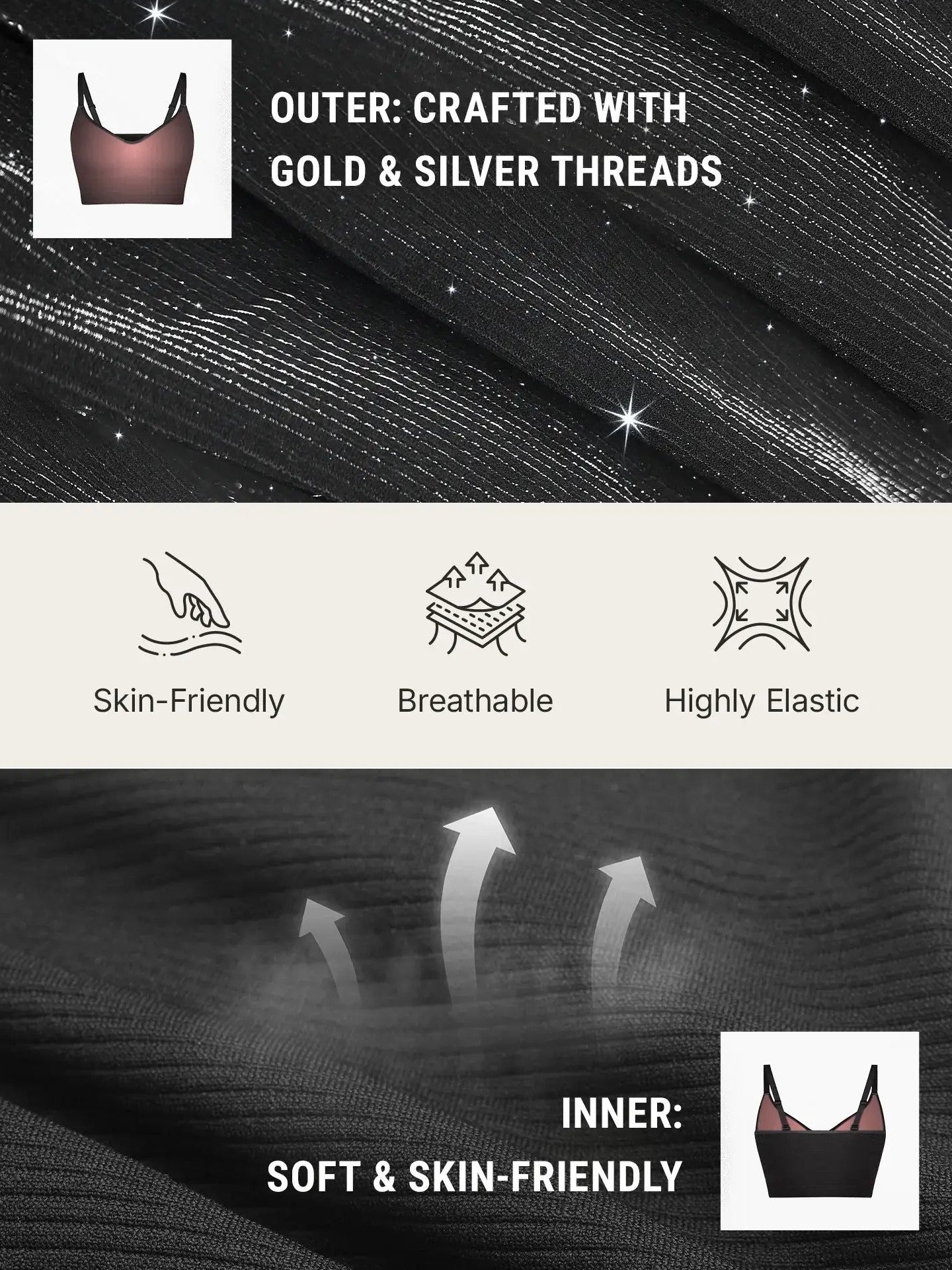 Feelingirl Invisible Shimmer Wireless Comfort Bra & Panty