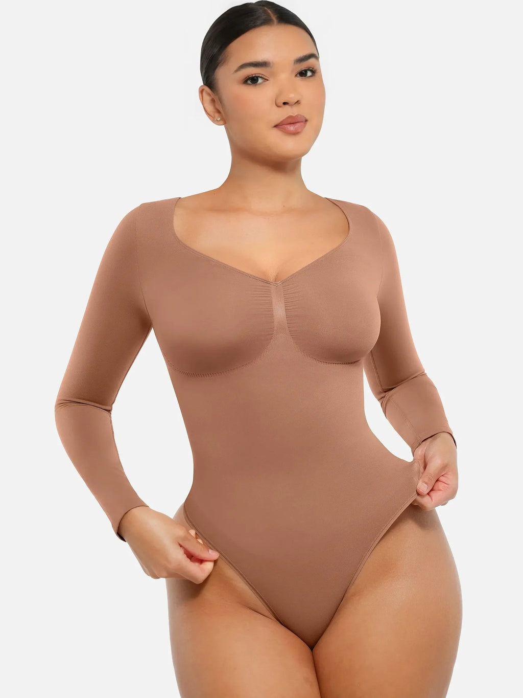 Seamless Long Sleeve Tummy Control Thong Bodysuit