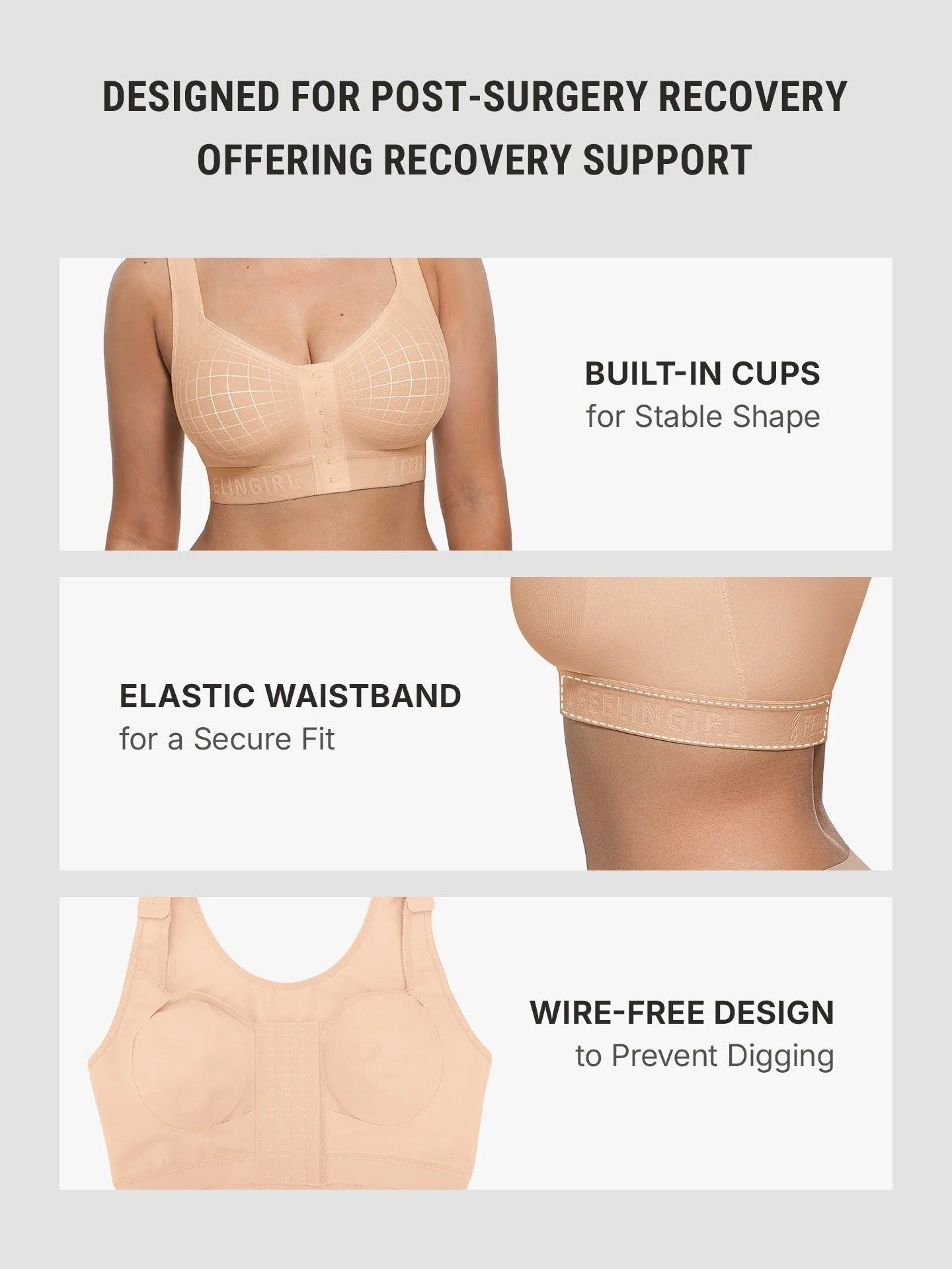 Feelingirl FeelCare Recovery Soft Post-Surgery Support Bra