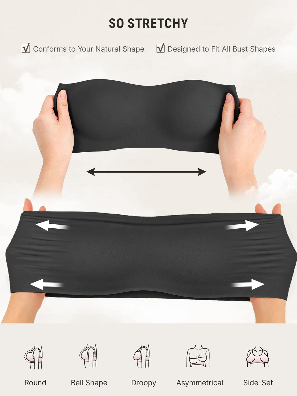 Feelingirl Feel Soft Butter-Soft Strapless Bandeau Bra