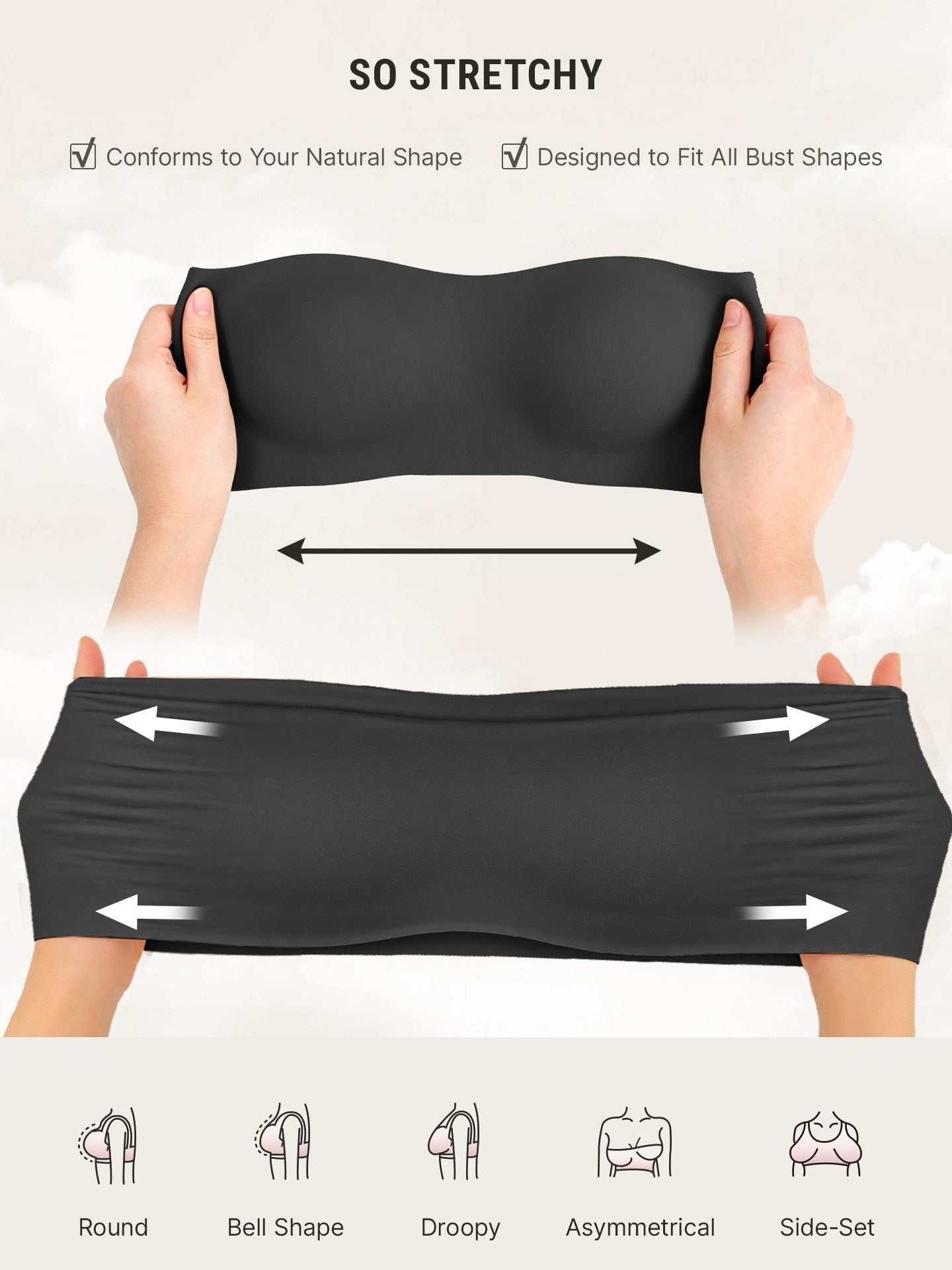 Feelingirl Feel Soft Butter-Soft Strapless Bandeau Bra