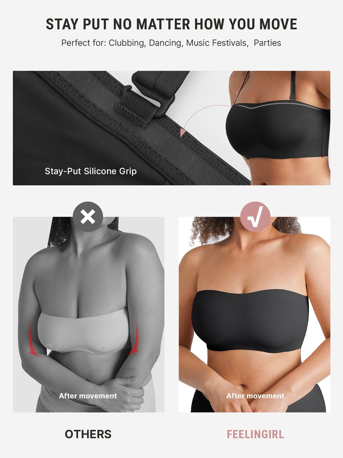 Feelingirl Feel Soft Butter-Soft Strapless Bandeau Bra