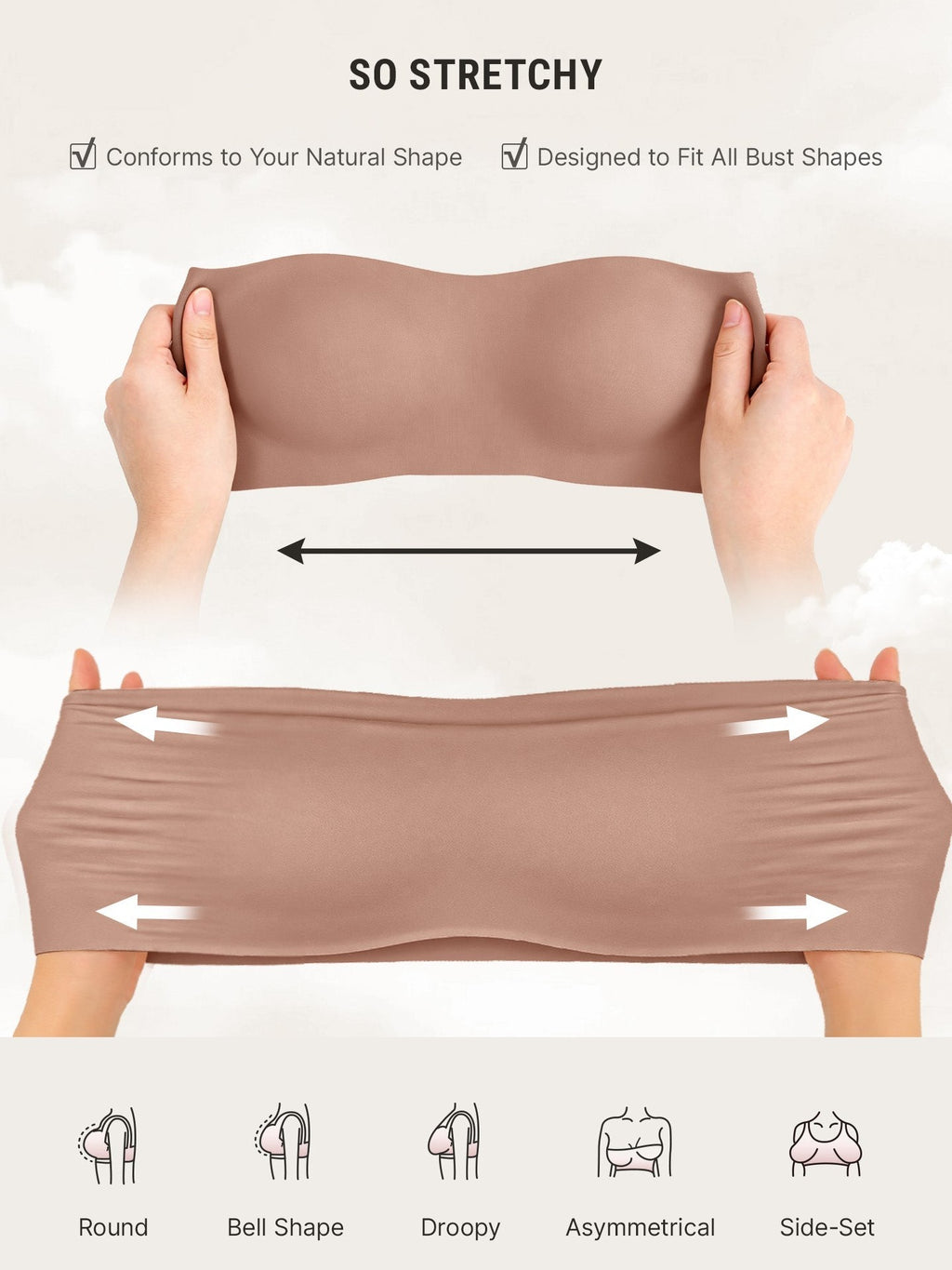 Feelingirl Feel Soft Butter-Soft Strapless Bandeau Bra