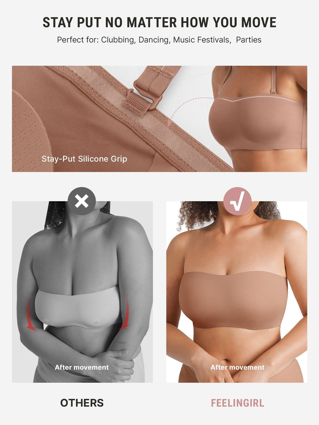 Feelingirl Feel Soft Butter-Soft Strapless Bandeau Bra