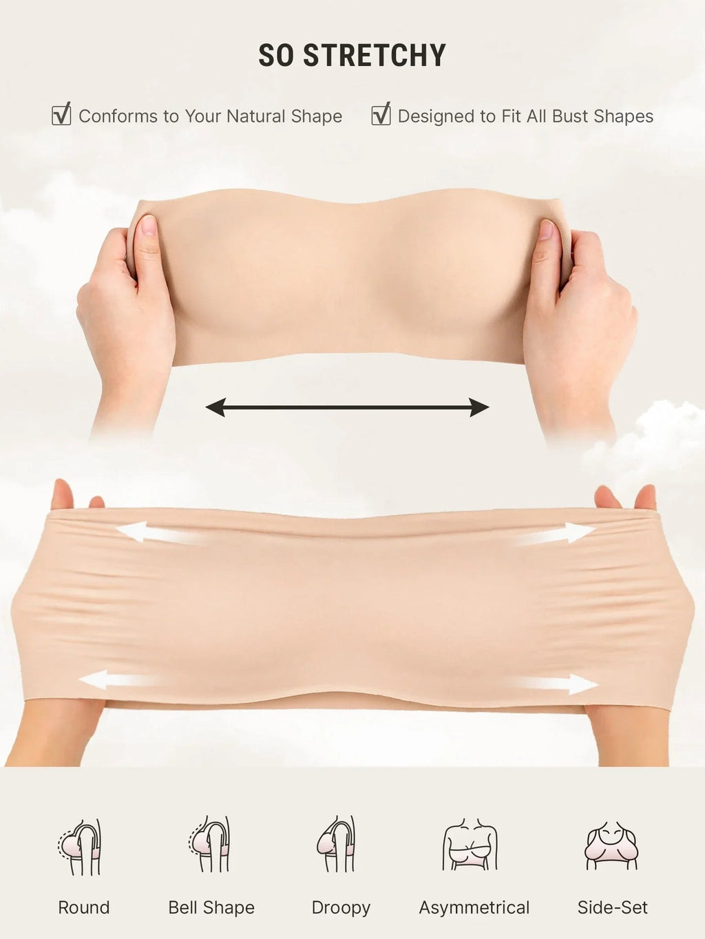 Feelingirl Feel Soft Butter-Soft Strapless Bandeau Bra