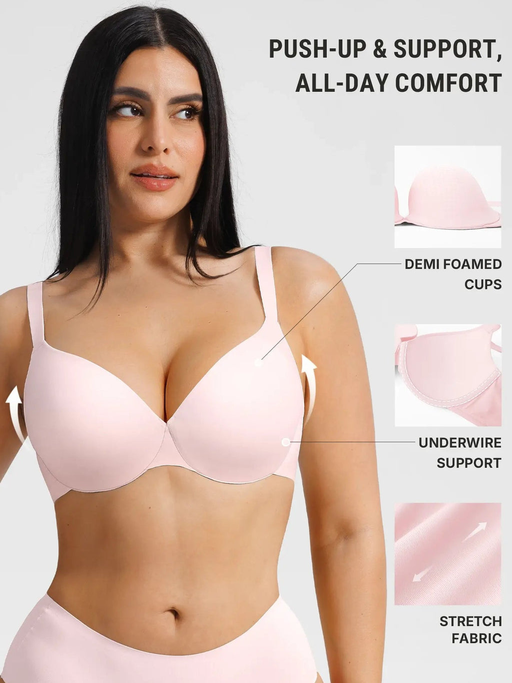 Push Up Lightly Lined Demi Bra