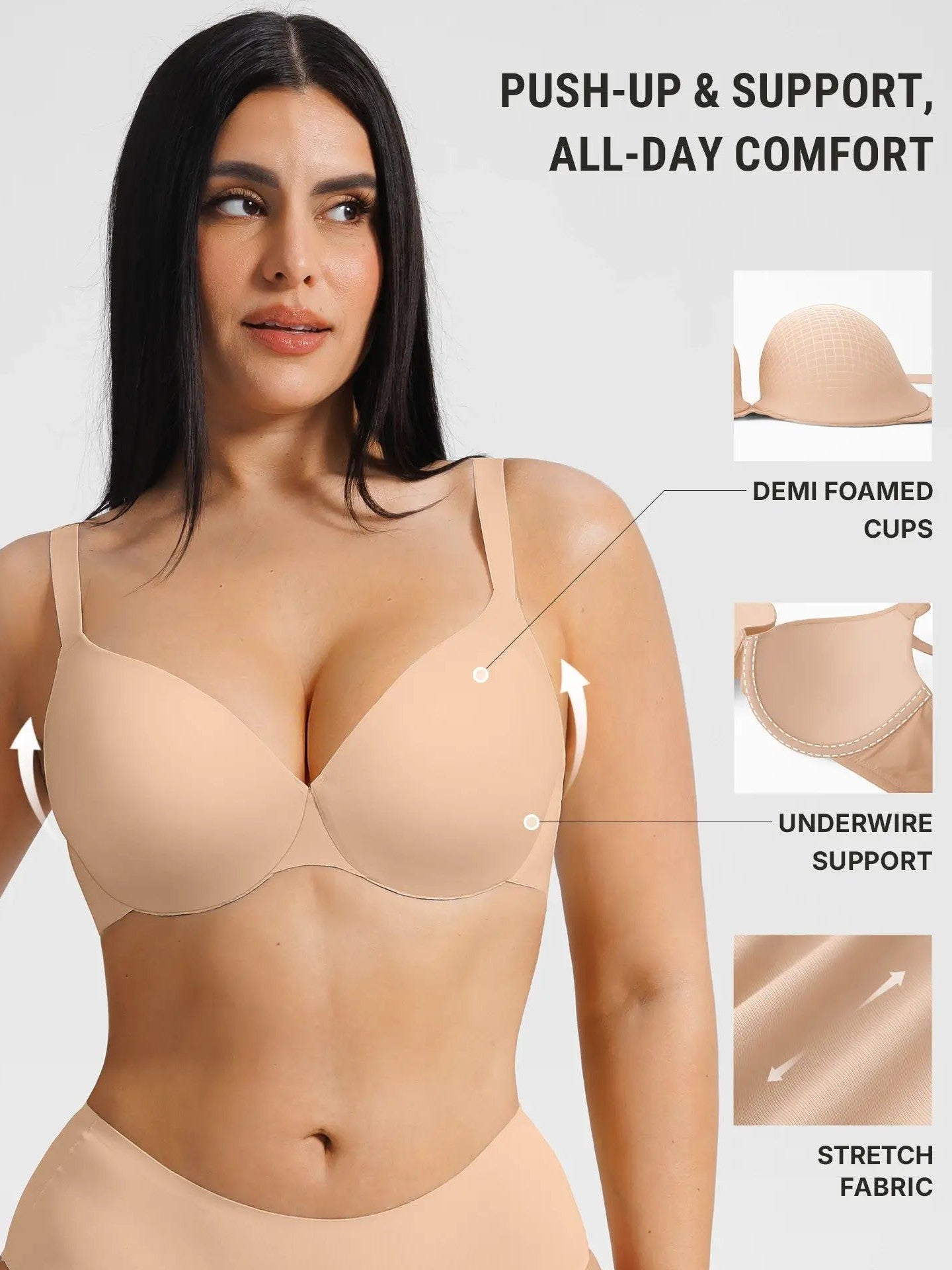 Push Up Lightly Lined Demi Bra
