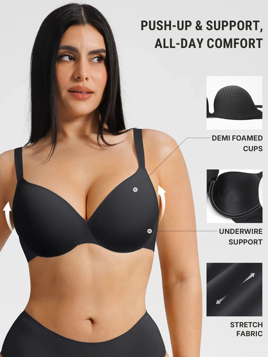 Push Up Lightly Lined Demi Bra