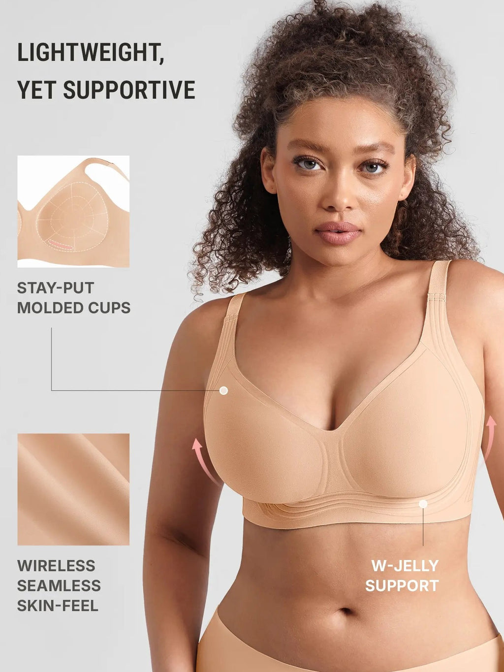 Feelingirl Jelly-Support Comfort Wireless Seamless Plunge Bra