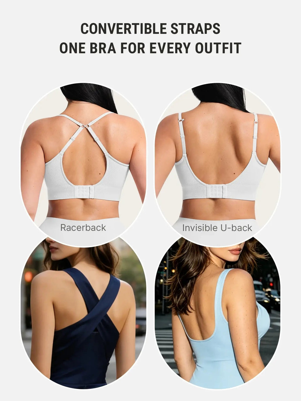 Lift Adjustable Seamless Wireless Ribbed Bra