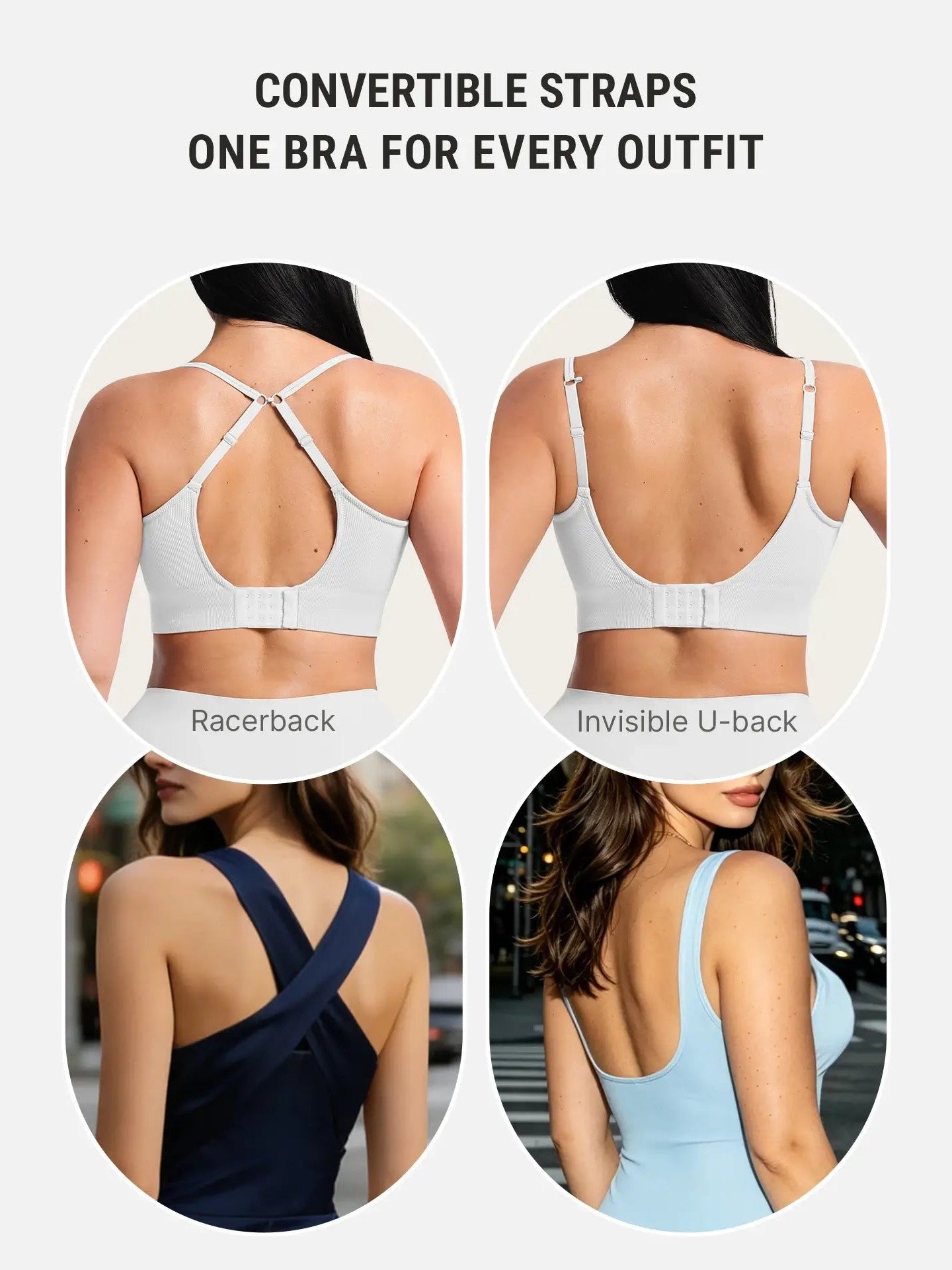 Lift Adjustable Seamless Wireless Ribbed Bra