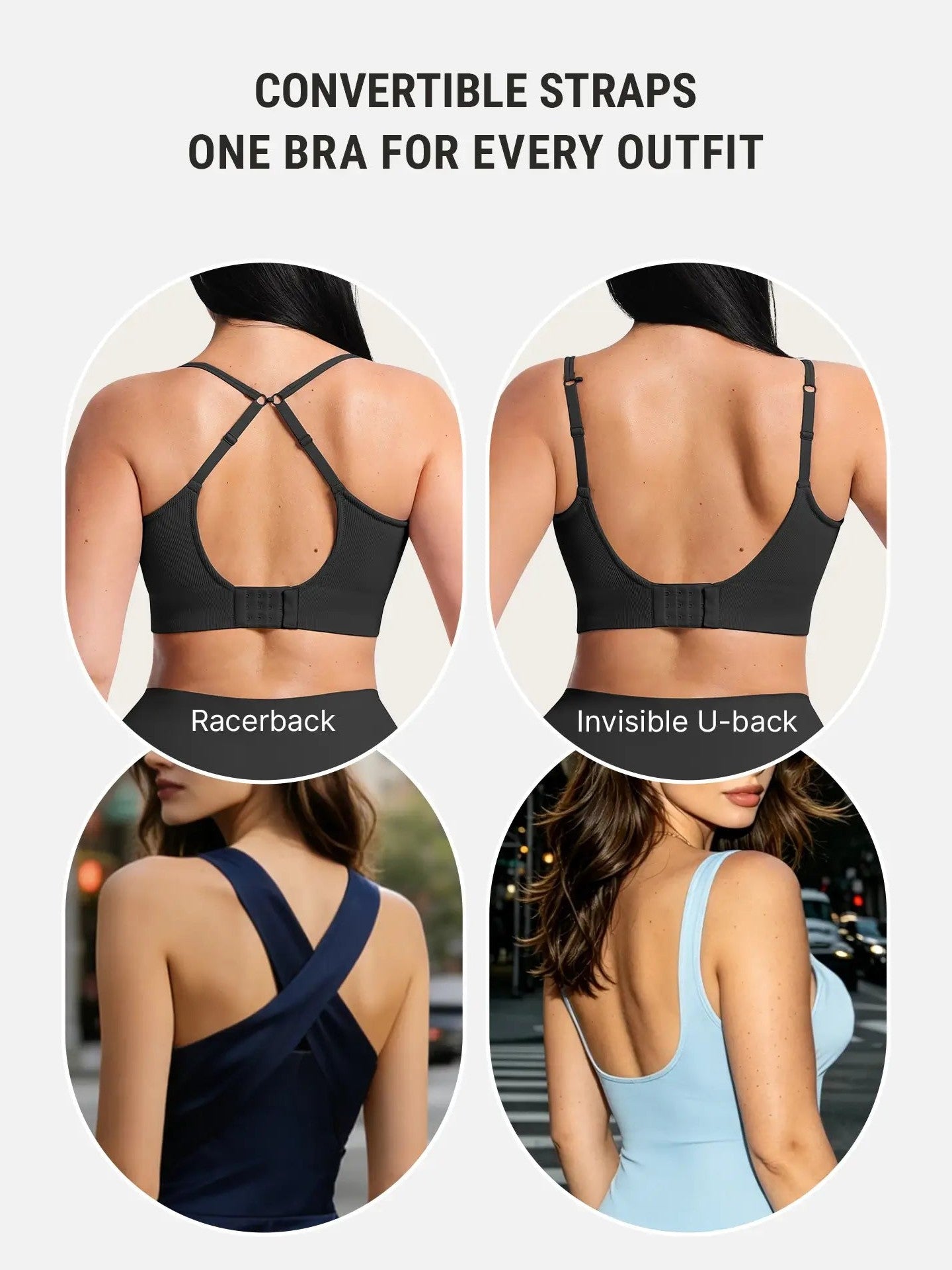 Lift Adjustable Seamless Wireless Ribbed Bra