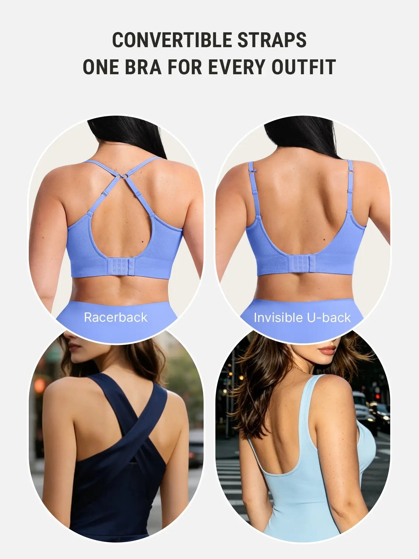 Lift Adjustable Seamless Wireless Ribbed Bra