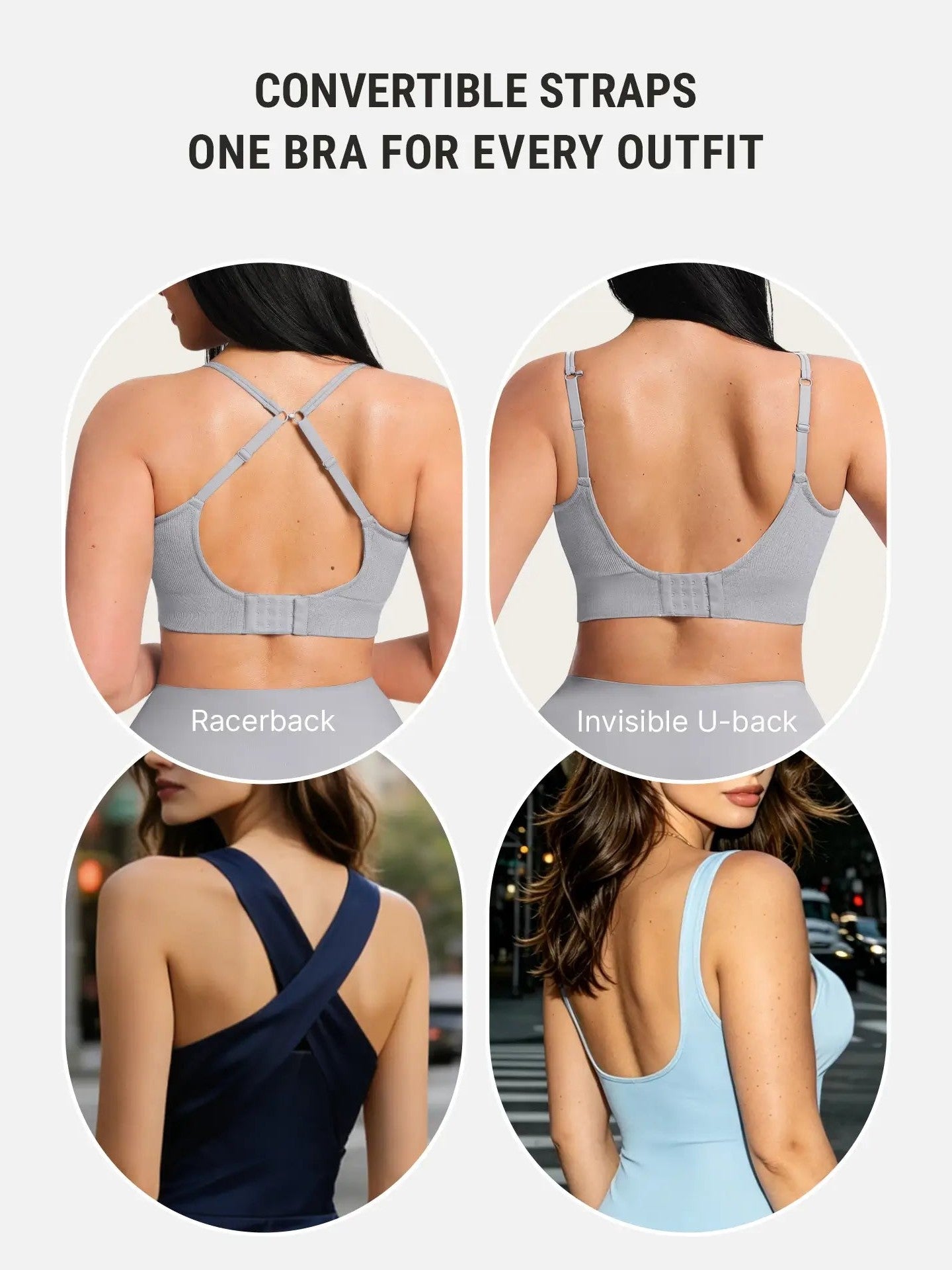 Lift Adjustable Seamless Wireless Ribbed Bra
