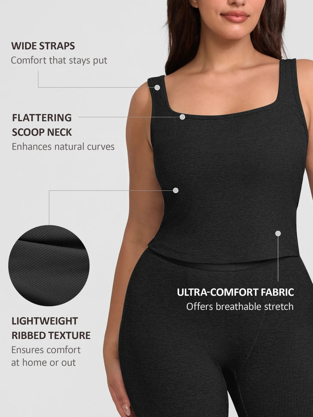 Feelingirl Breathable Ribbed Sleeveless Tank Top