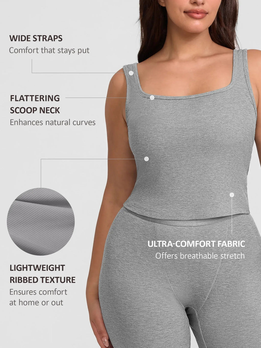 Feelingirl Breathable Ribbed Sleeveless Tank Top