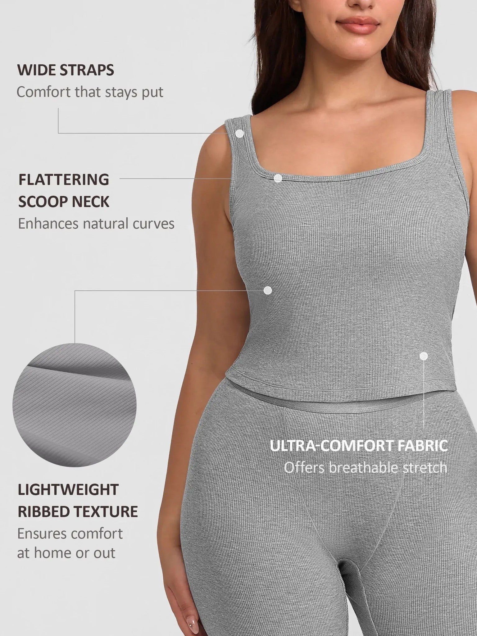 Feelingirl Breathable Ribbed Sleeveless Tank Top