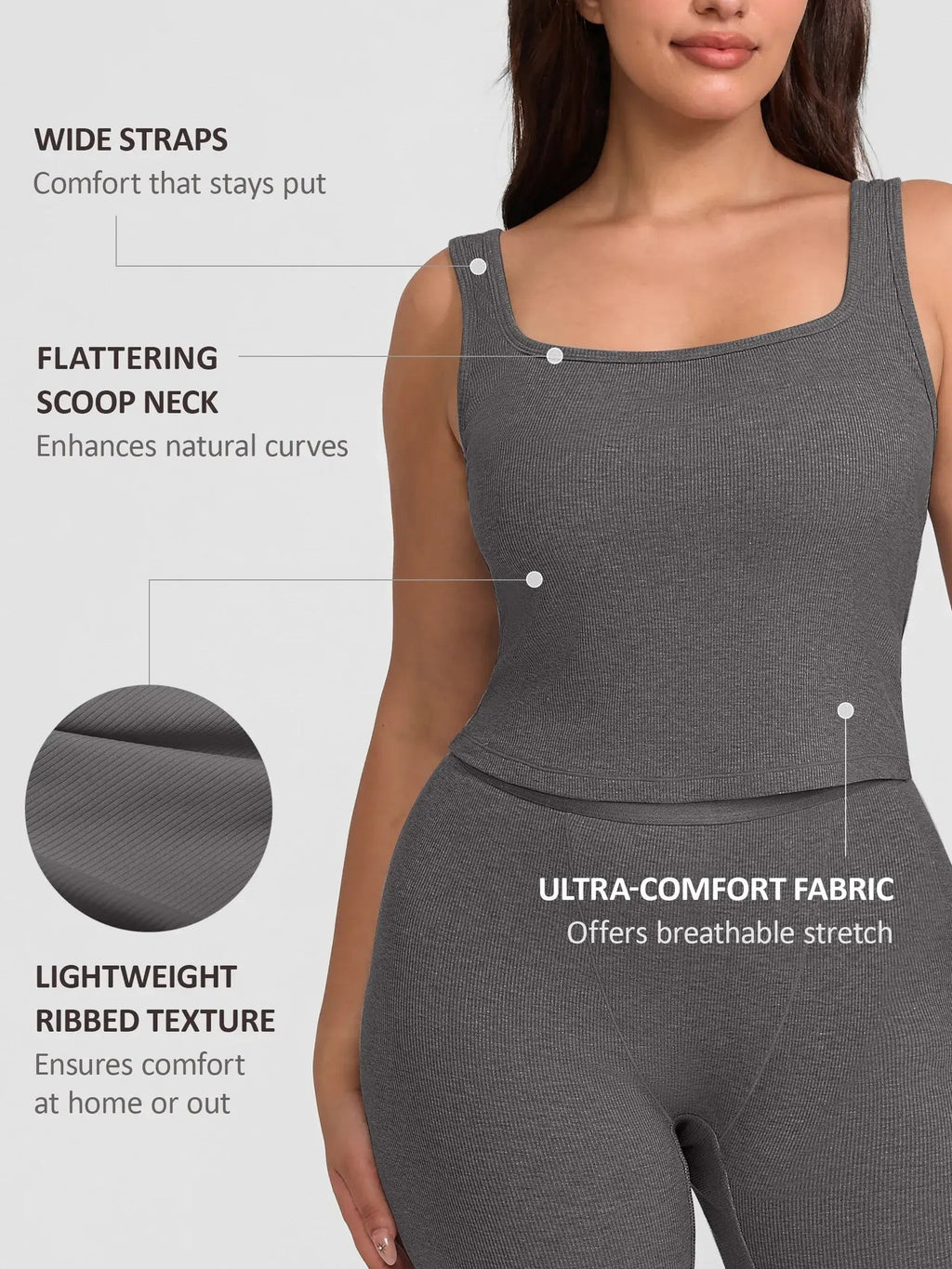 Feelingirl Breathable Ribbed Sleeveless Tank Top
