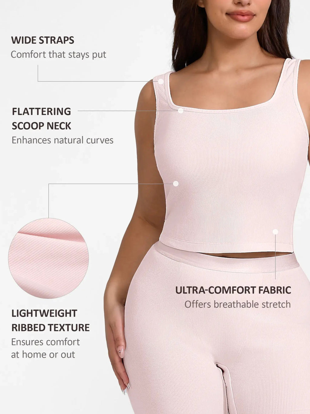 Feelingirl Breathable Ribbed Sleeveless Tank Top