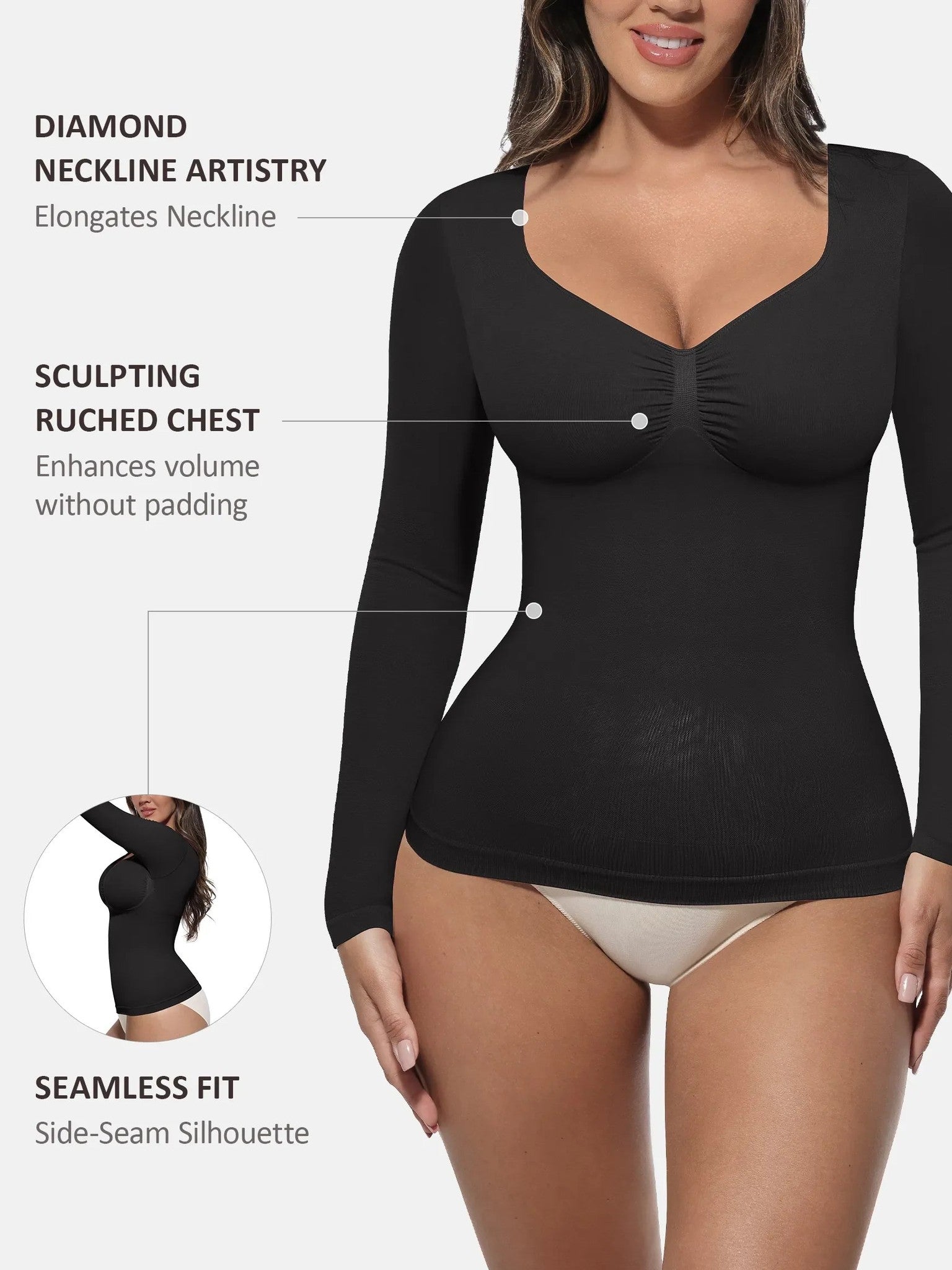 Feelingirl Seamless Long-Sleeve Everyday Shaper Top
