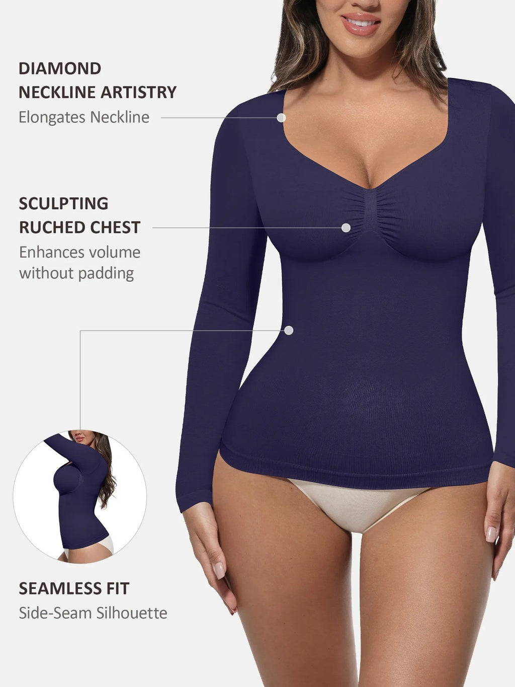 Feelingirl Seamless Long-Sleeve Everyday Shaper Top