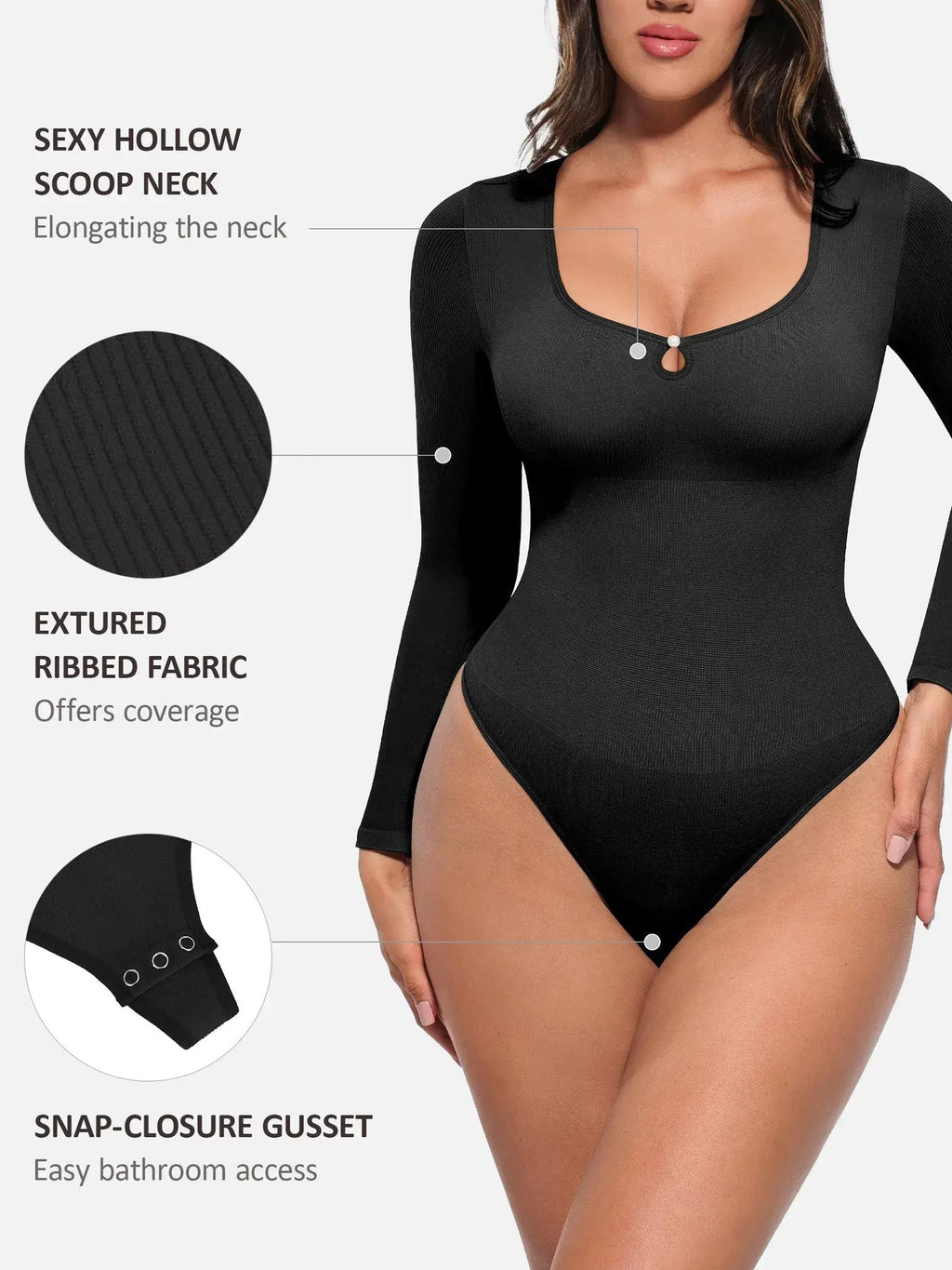 Feelingirl Seamless Ribbed Bodysuit