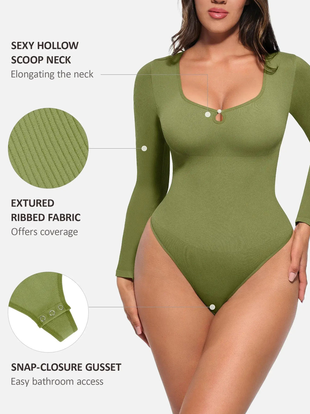 Feelingirl Seamless Ribbed Bodysuit