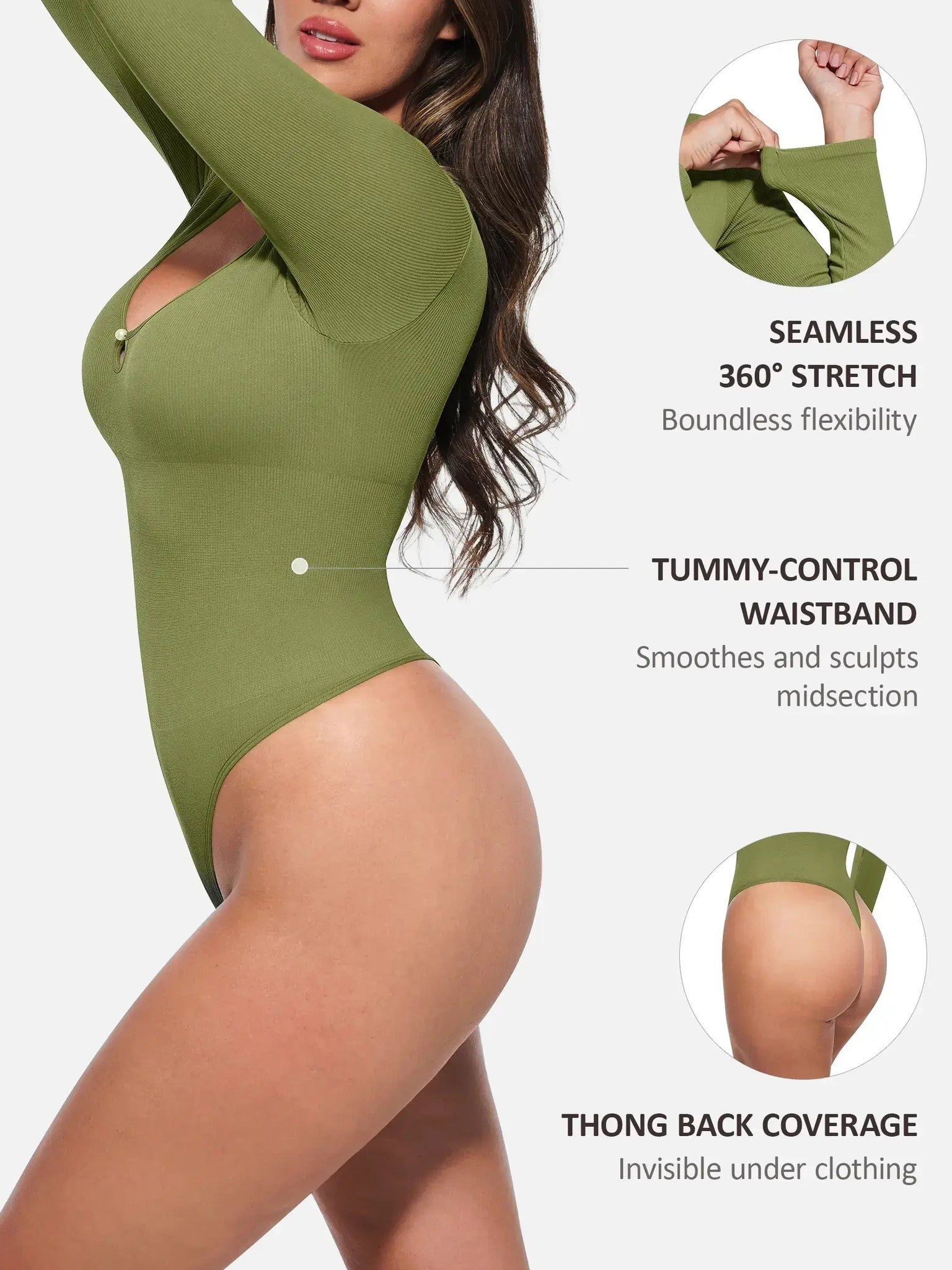 Feelingirl Seamless Ribbed Bodysuit