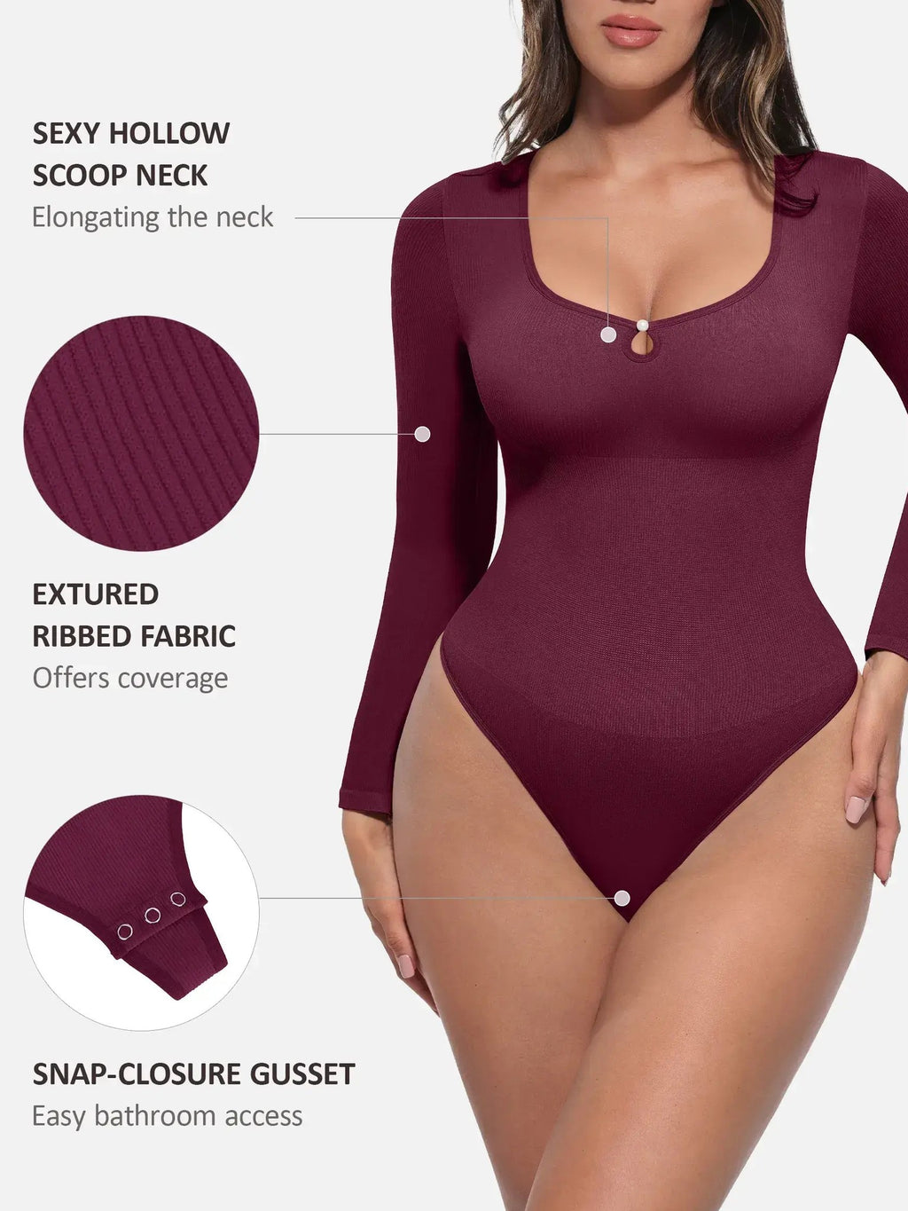 Feelingirl Seamless Ribbed Bodysuit