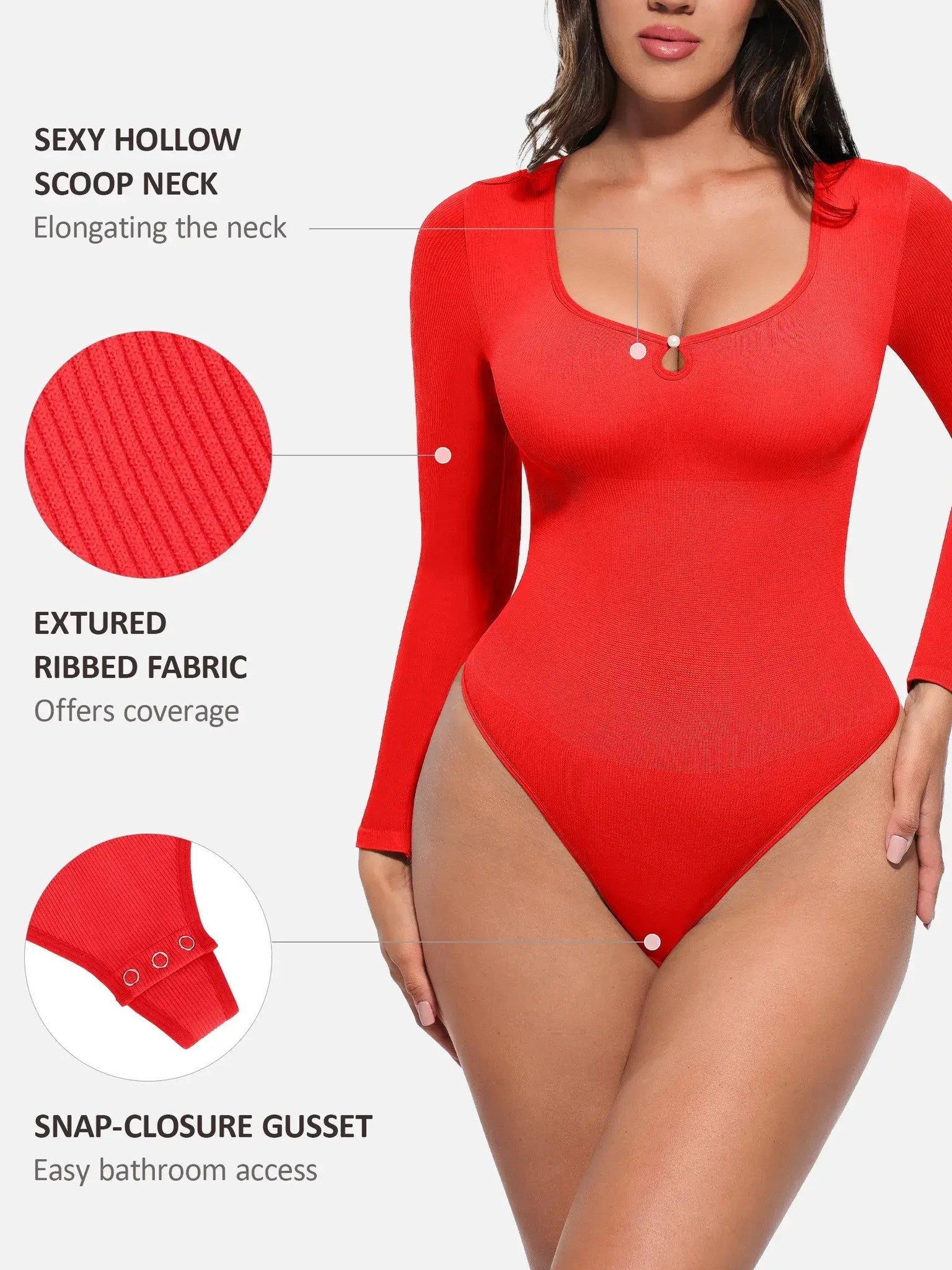 Feelingirl Seamless Ribbed Bodysuit