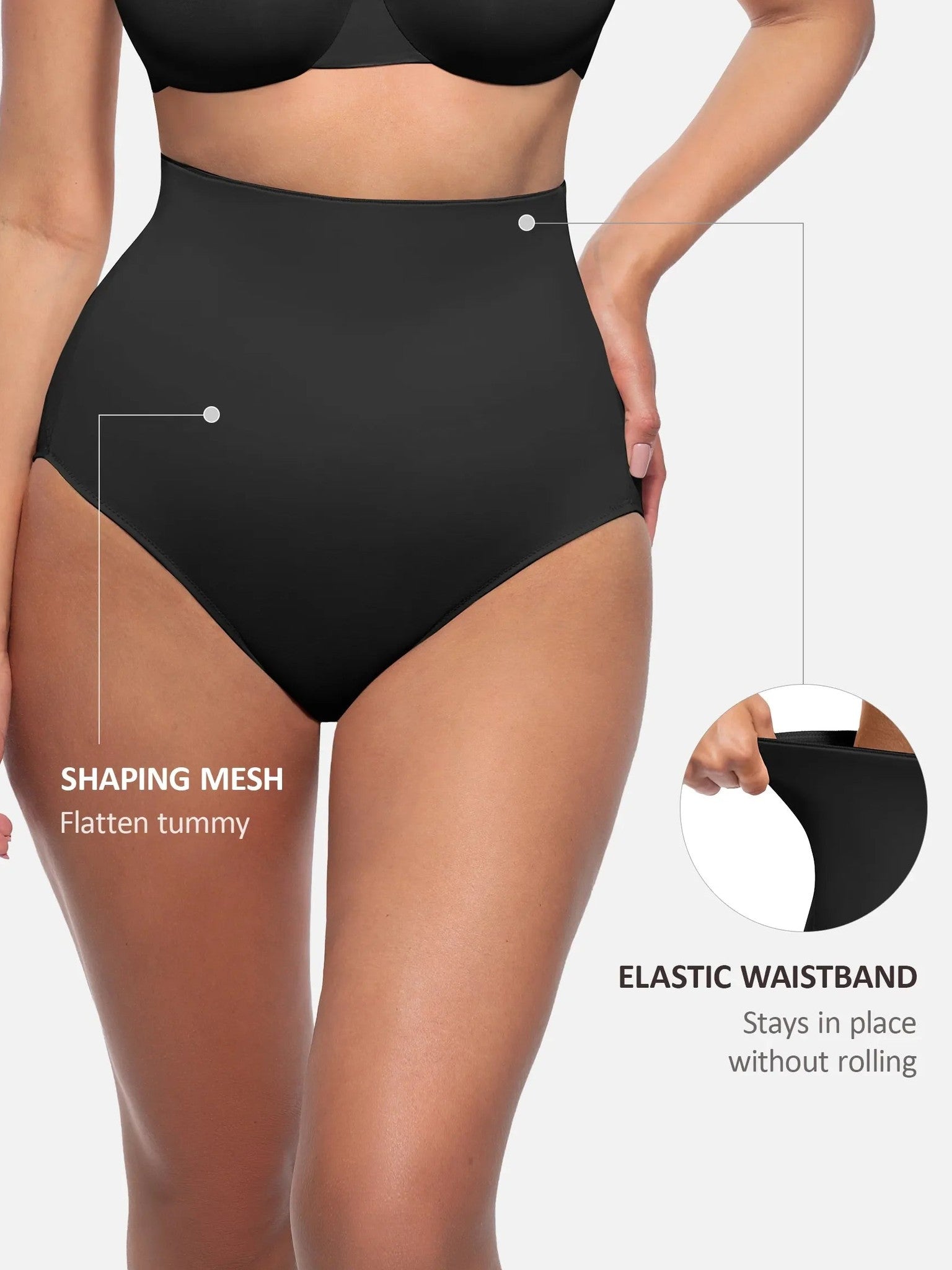 Feelingirl Built-in Elastic Mid-Waist Shaping Panties