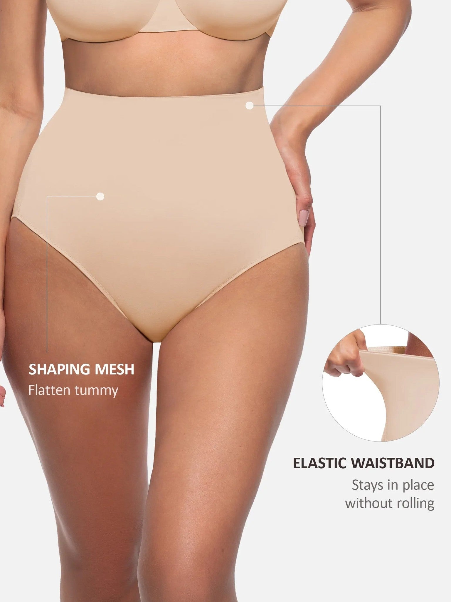 Feelingirl Built-in Elastic Mid-Waist Shaping Panties