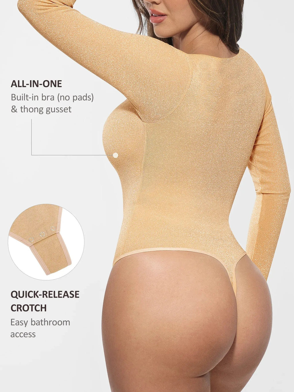 Feelingirl Shiny Swing Collar All In One Bodysuit