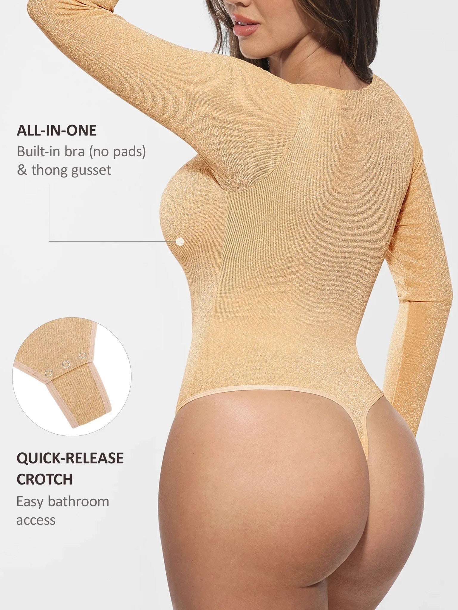 Feelingirl Shiny Swing Collar All In One Bodysuit