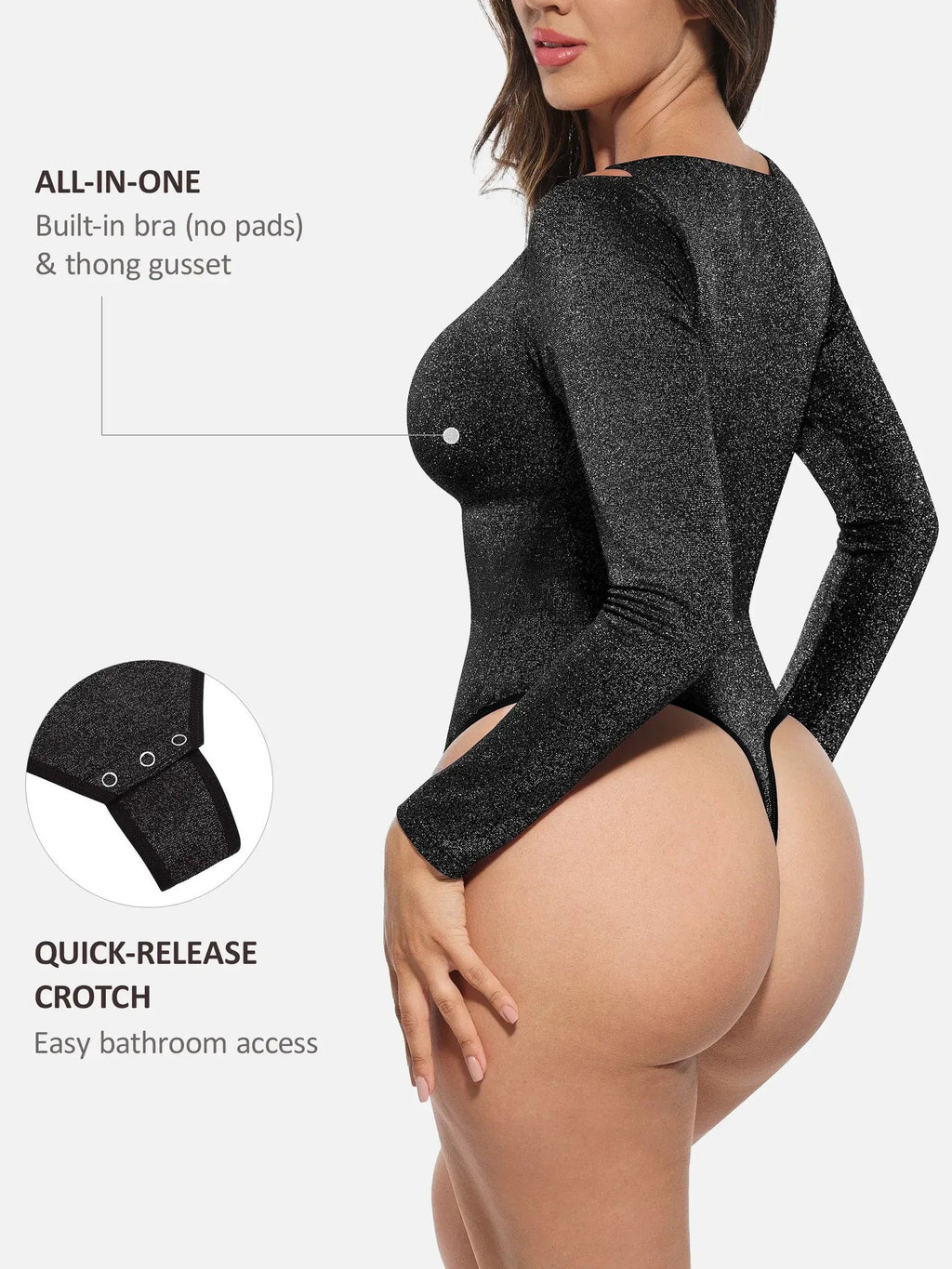 Feelingirl Shiny Swing Collar All In One Bodysuit