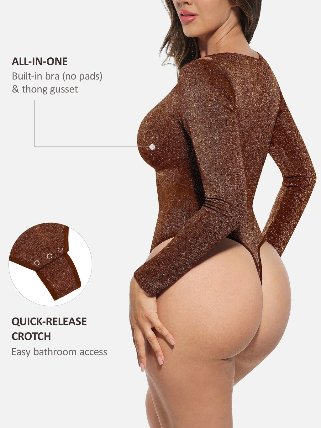 Feelingirl Shiny Swing Collar All In One Bodysuit