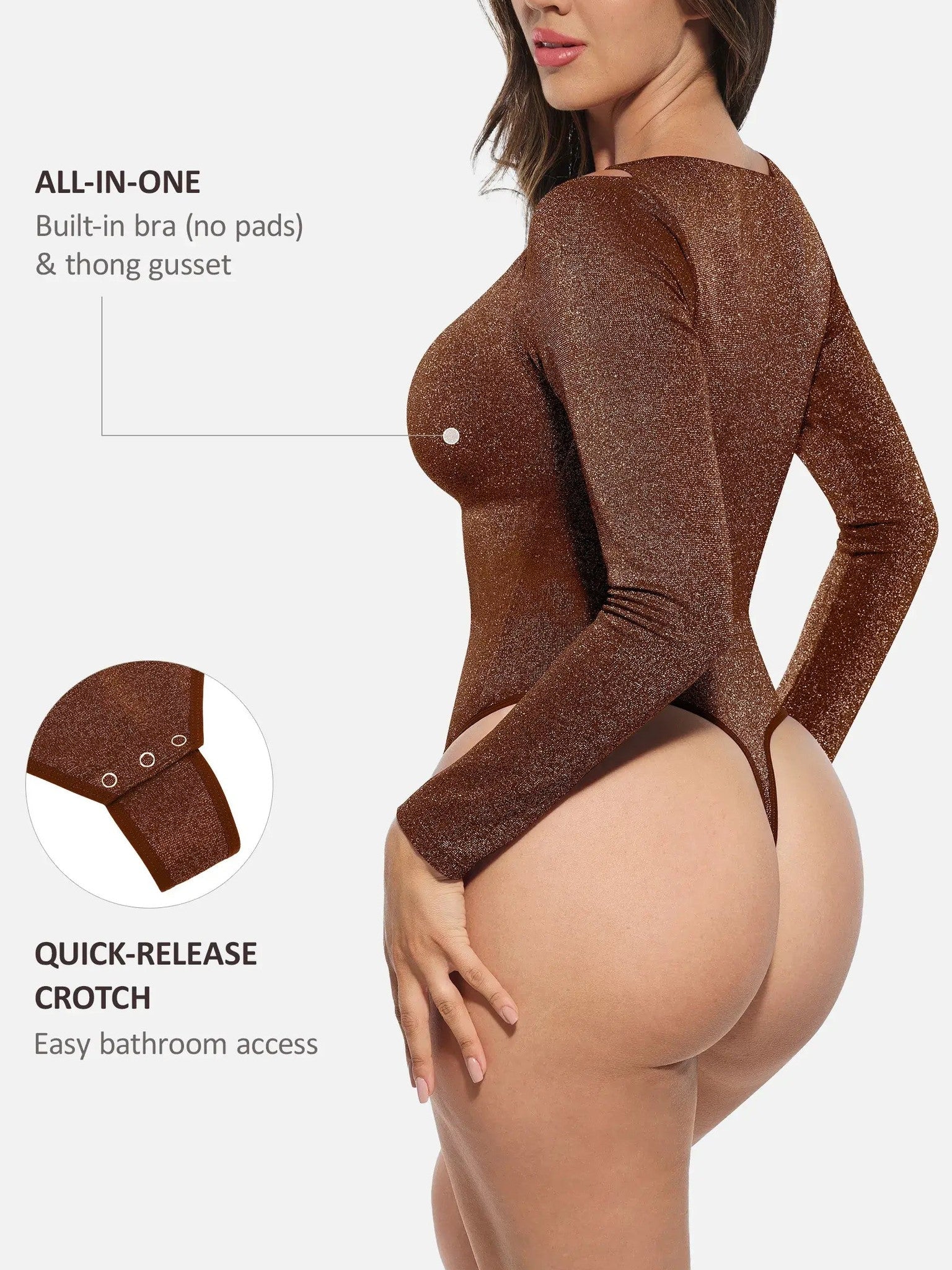Feelingirl Shiny Swing Collar All In One Bodysuit