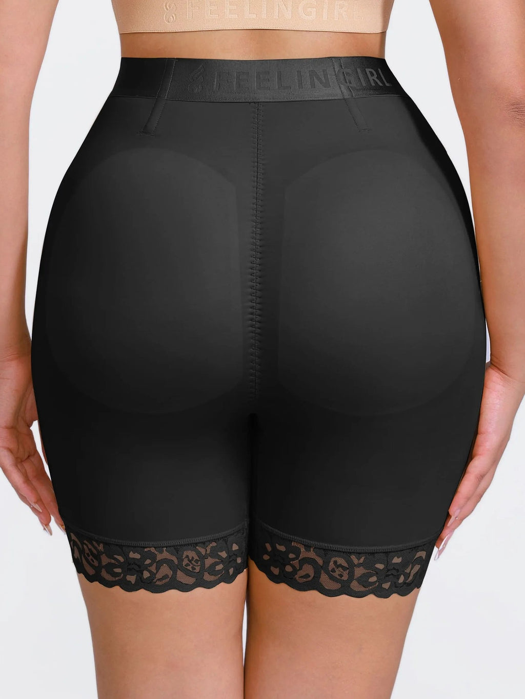 Feelingirl Front-Zip Mid-Waist Shapewear Shorts