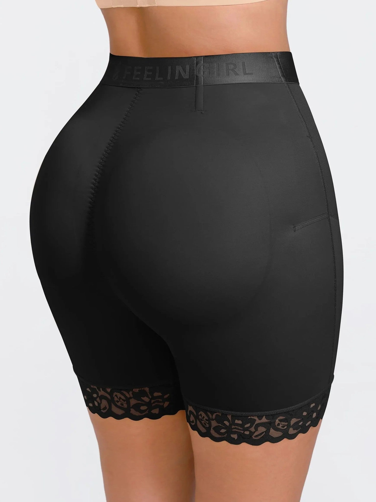 Feelingirl Front-Zip Mid-Waist Shapewear Shorts