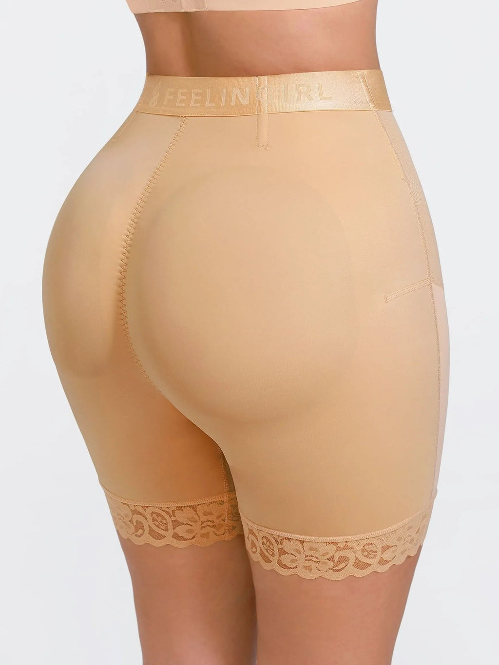 Feelingirl Front-Zip Mid-Waist Shapewear Shorts