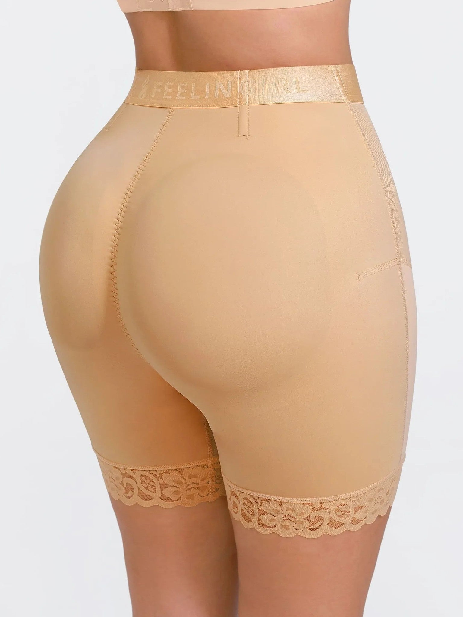 Feelingirl Front-Zip Mid-Waist Shapewear Shorts