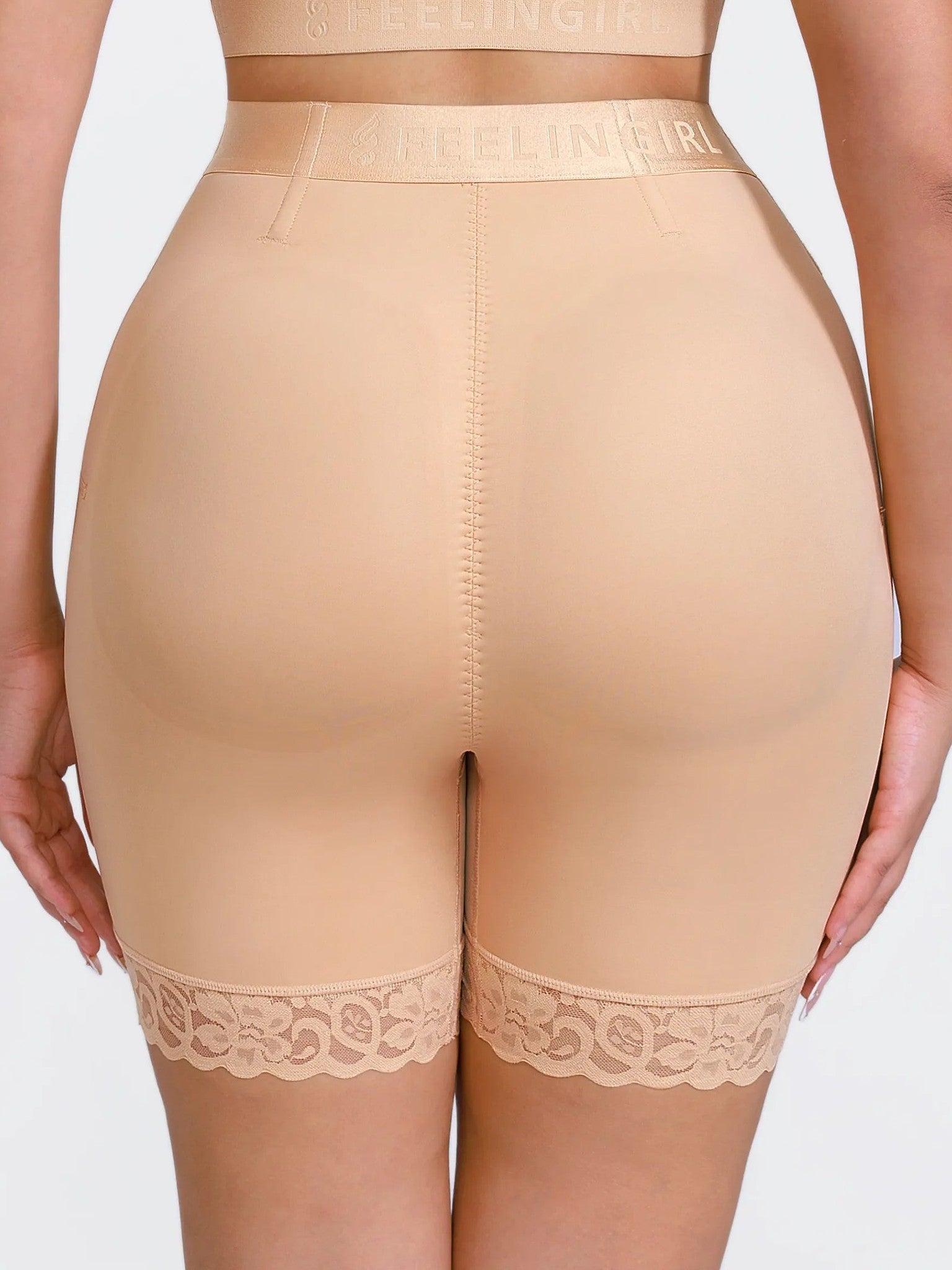 Feelingirl Front-Zip Mid-Waist Shapewear Shorts